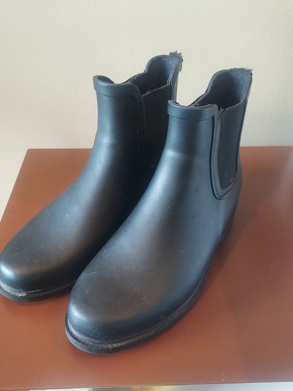 J Crew Black Chelsea Rain Boots - Slip-On Waterproof Ankle Boots